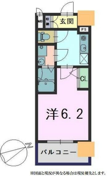エスリード梅田グレイス(1K) 8階の間取り図