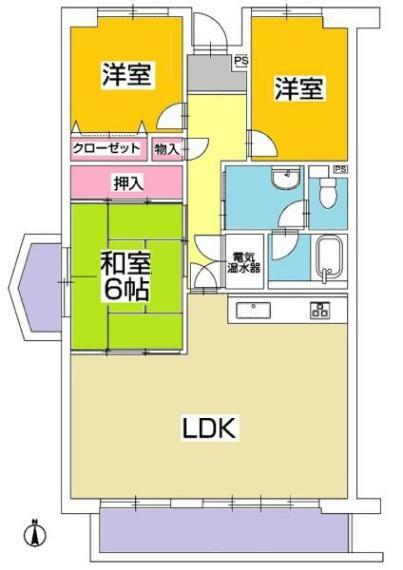 ユートピア東安城(3LDK) 5階の間取り図
