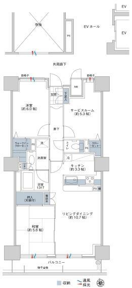 ベルドゥムールランドマーク秋田(2LDK) 7階の間取り図
