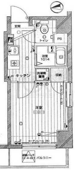 菱和パレス文京南(1K) 2階の間取り図