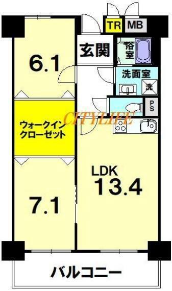 ハイツ伏見桃山(2LDK) 3階の間取り図