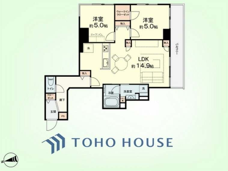 セブンスターマンション第2五反田(2LDK) 5階の間取り図