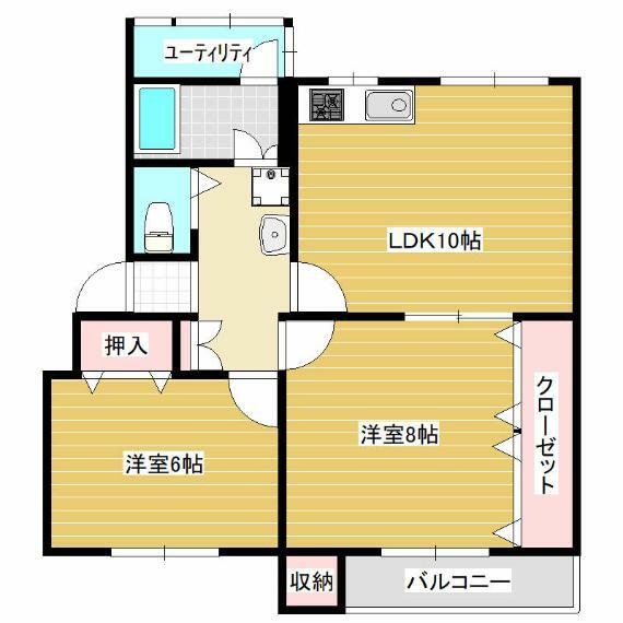 鶴甲コーポ4号館(2LDK) 5階の内観