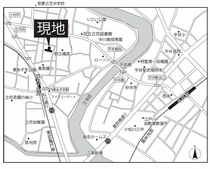 東あずま駅と平井駅からの地図