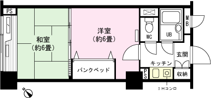 グランドウイング舞子高原(2K) 13階の間取り図