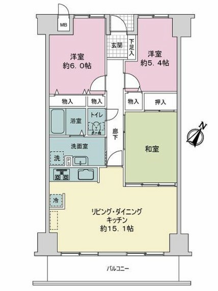 サーパス遠石弐番館(3LDK) 5階の内観