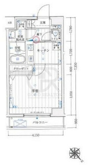 ラフィネジュ横浜南(1K) 4階の間取り図