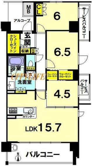 シエリア京都二条(3LDK) 7階の間取り図