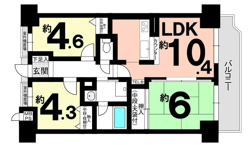 ライオンズマンション淀リバーサイド(3LDK) 9階の間取り図