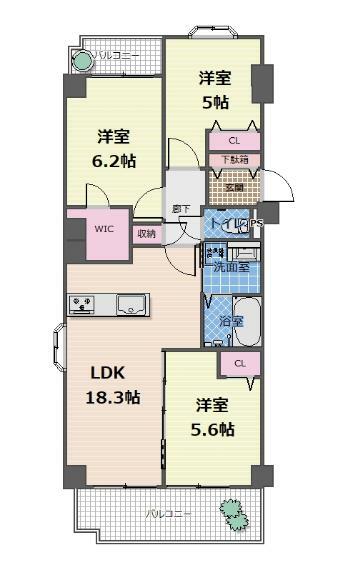 イトーピア桜山マンション(3LDK) 3階の内観