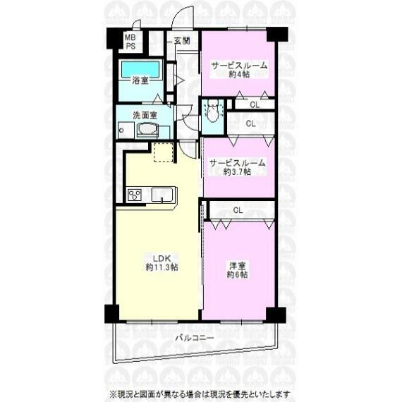 ロイヤルステージ東所沢2(1LDK) 3階の間取り図