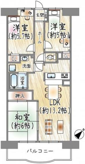 ロイヤルコート豊中　参番館の間取り