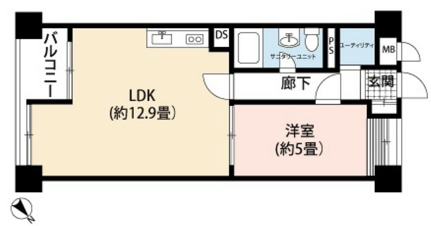 京王鴨川マンション(1LDK) 7階の内観