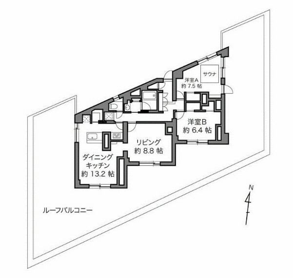 学芸大ダイヤモンドマンション(2LDK) 9階の間取り図