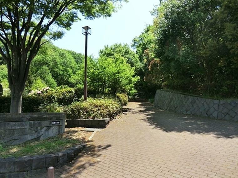 飯島南公園 高台にあり、天気が良ければ富士山が見えることも!?　斜面に位置したこの公園には、所々に遊具が隠れています。