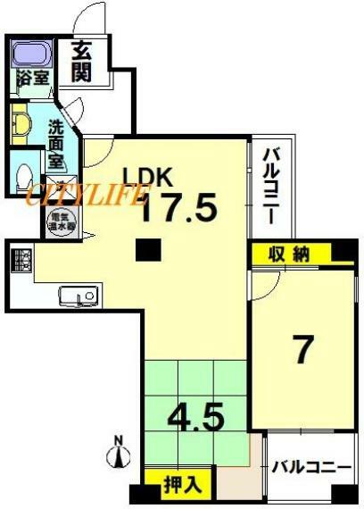 三条高倉アーバンライフ(2LDK) 4階の間取り図