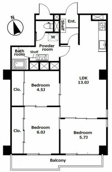 ライオンズマンション中延の間取り