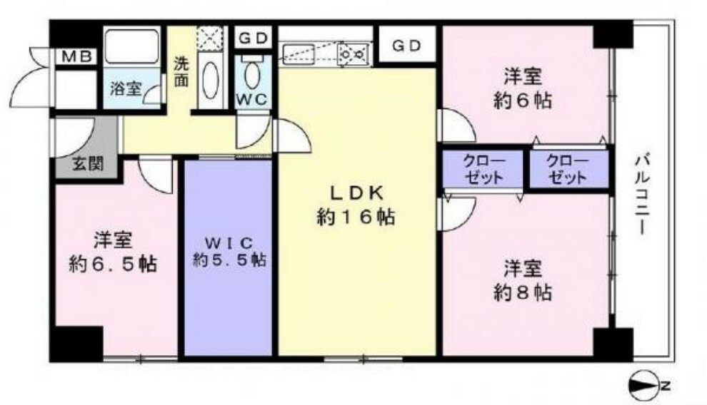 江坂ハイデンス(3LDK) 8階の間取り図