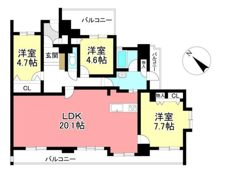 グローリアス豊田聖心町(3LDK) 8階の間取り図