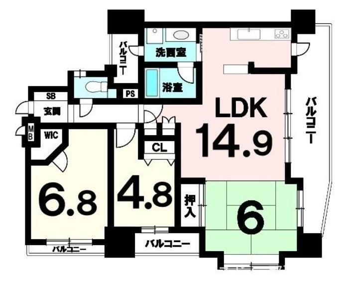 Fステージ安里(3LDK) 7階の間取り図