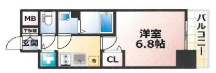 プレサンス塚本グランゲート(1K) 8階の間取り図