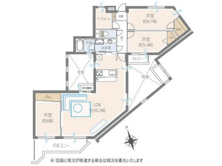 ダイアパレス志津(3LDK) 3階の間取り図