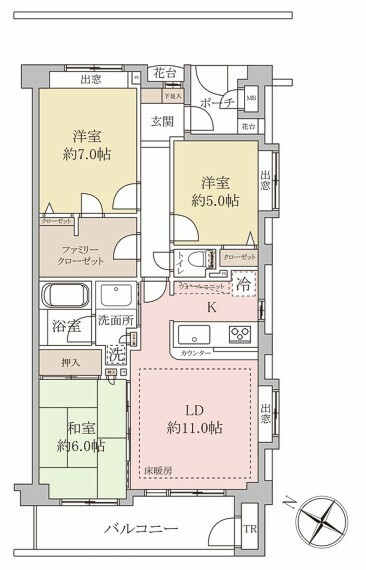 ロータリーパレス野田(3LDK) 2階の間取り図