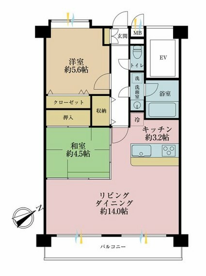 ラポール川崎本町(2LDK) 8階の間取り図