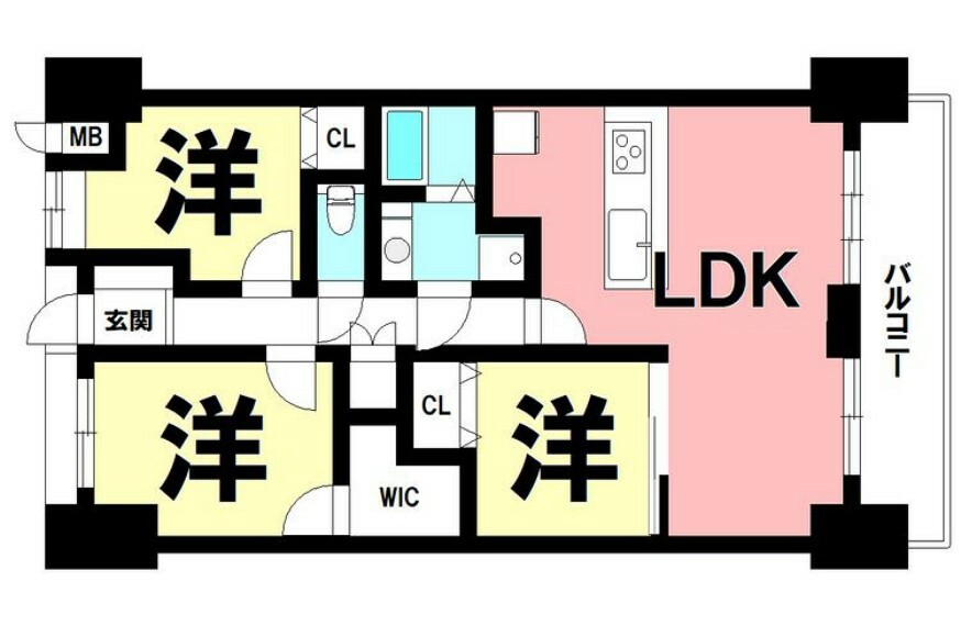 サーパスシティ西鹿児島(3LDK) 11階の間取り図