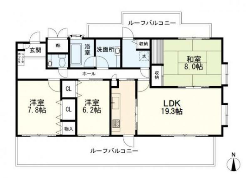 ロイヤルシャトー東戸塚(3LDK) 7階の間取り図