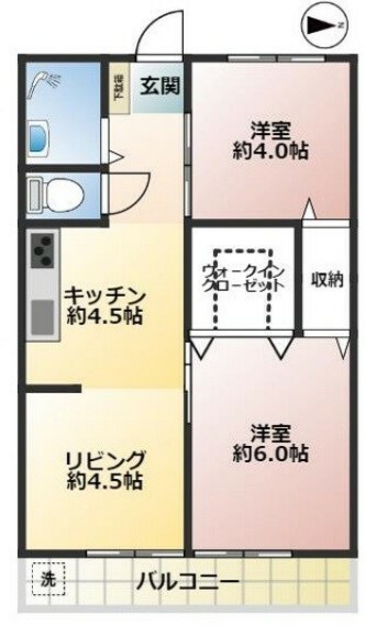 ブルーシャトー武蔵野ひばりヶ丘(2DK) 1階の間取り図