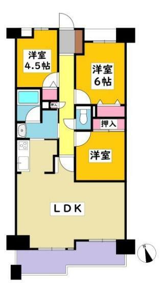 藤和シティコープ岡崎(2LDK) 1階の間取り図