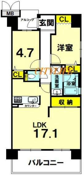 サンシティ西京極壱番館(2LDK) 3階の間取り図