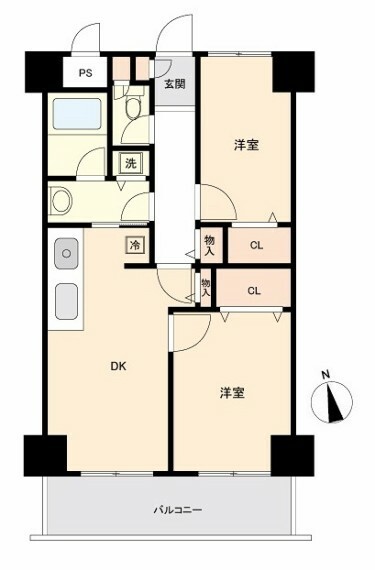 ストークマンション東上野(2DK) 3階の間取り図