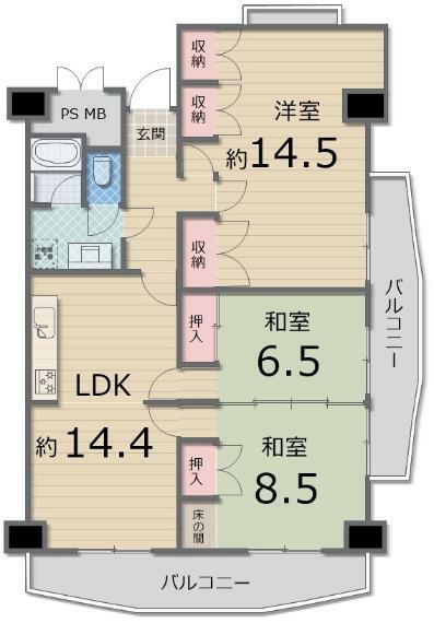 木太17マンション(3LDK) 5階の内観