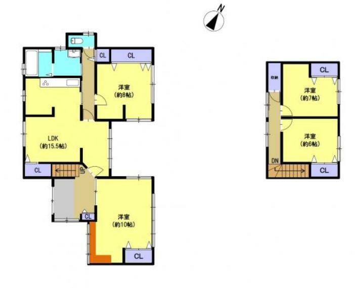 【間取り図】リフォーム後の間取り図です。1階に居室が2つある4LDKです。