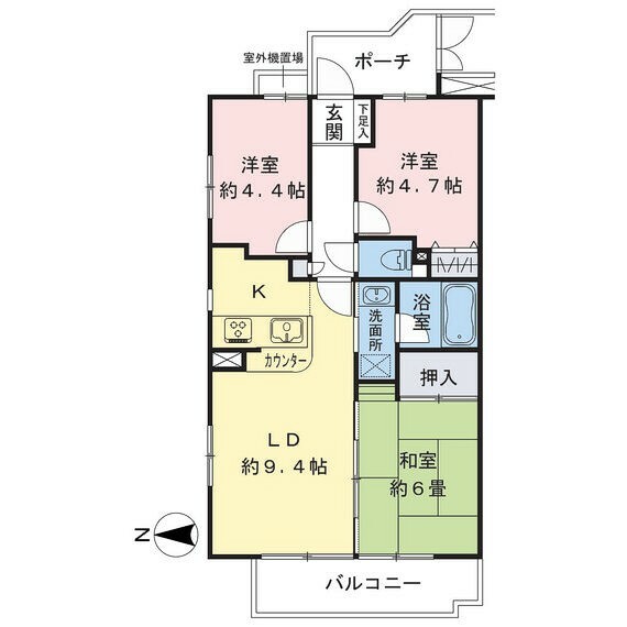 クリオ大和弐番館(3LDK) 3階の間取り図