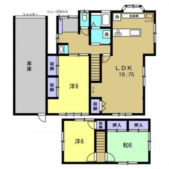 【リフォーム後間取図】4DKから使い勝手のいい3LDKに間取り変更を行いました。各室、リビングに収納スペースを設け、家族みんなが生活しやすい空間になりました。
