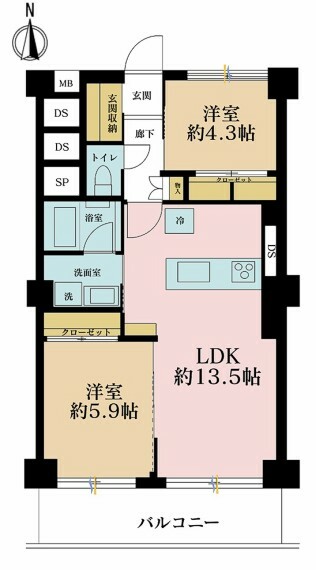 柏木ローズマンション(2LDK) 7階の間取り図