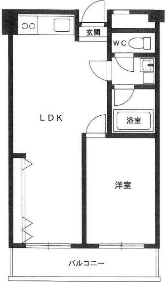 ニュー大阪ハイツ(1LDK) 3階の間取り図