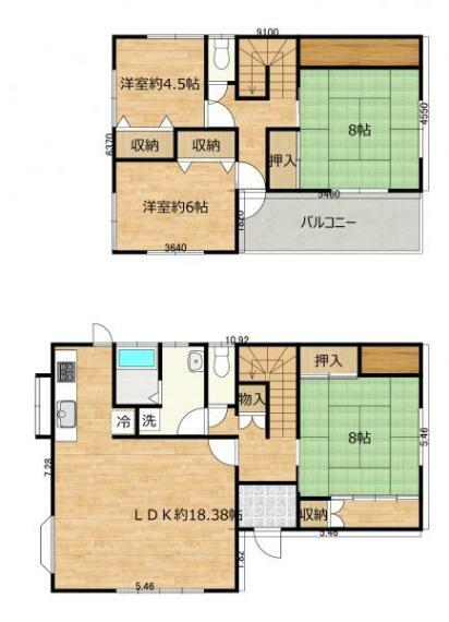 【リフォーム前間取図】4LDKの間取りです。3～4名家族の方にお勧めの住宅になっております。