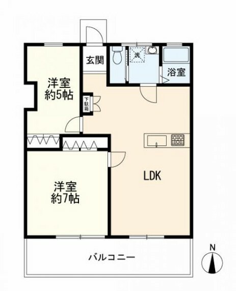 日吉第七コーポE棟(2LDK) 4階の間取り図