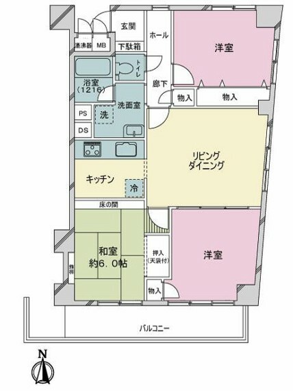 新栄シティハイツ(3LDK) 6階の間取り図