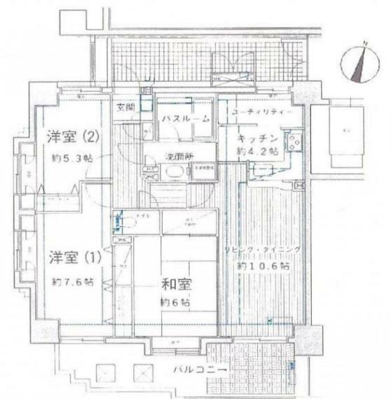 ライオンズガーデン京王南大沢(3LDK) 6階の間取り図