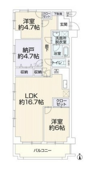 エンゼルハイム獅子ケ谷(2LDK) 4階の間取り図