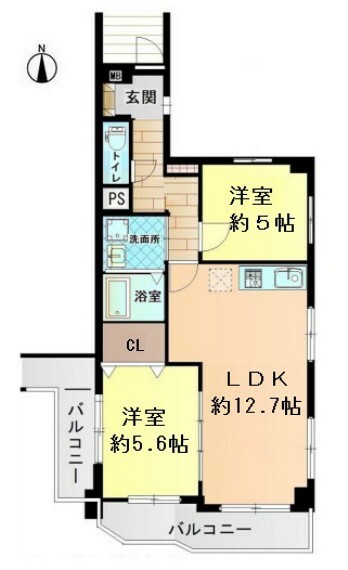 ■4階建て2階部分の南向き3方角住戸で陽当り良好<BR/><BR/>■専有面積:56.36平米の2LDK