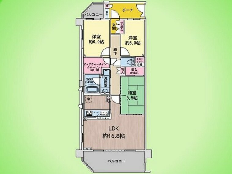 クレストフォルム宮崎台サウステラス(3LDK) 2階の間取り図