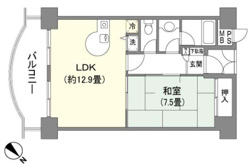 御宿アーバンコンフォート(1LDK) 2階の間取り図