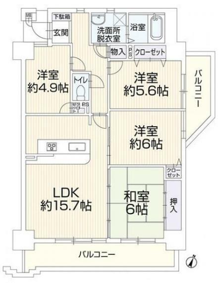 エメラルドマンション南台(4LDK) 11階の間取り図