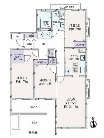 三鷹ヒルズ(3LDK) 1階の内観